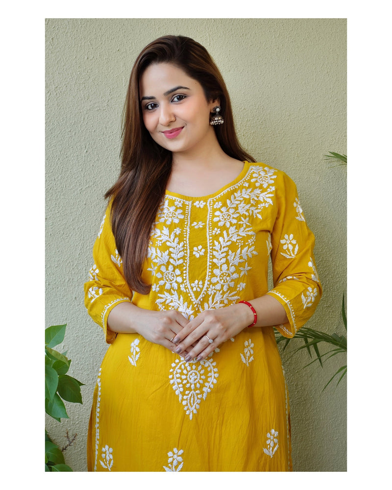 Gorgeous Yellow Digital Cotton Casual Wear Kurti - Noble House Creations